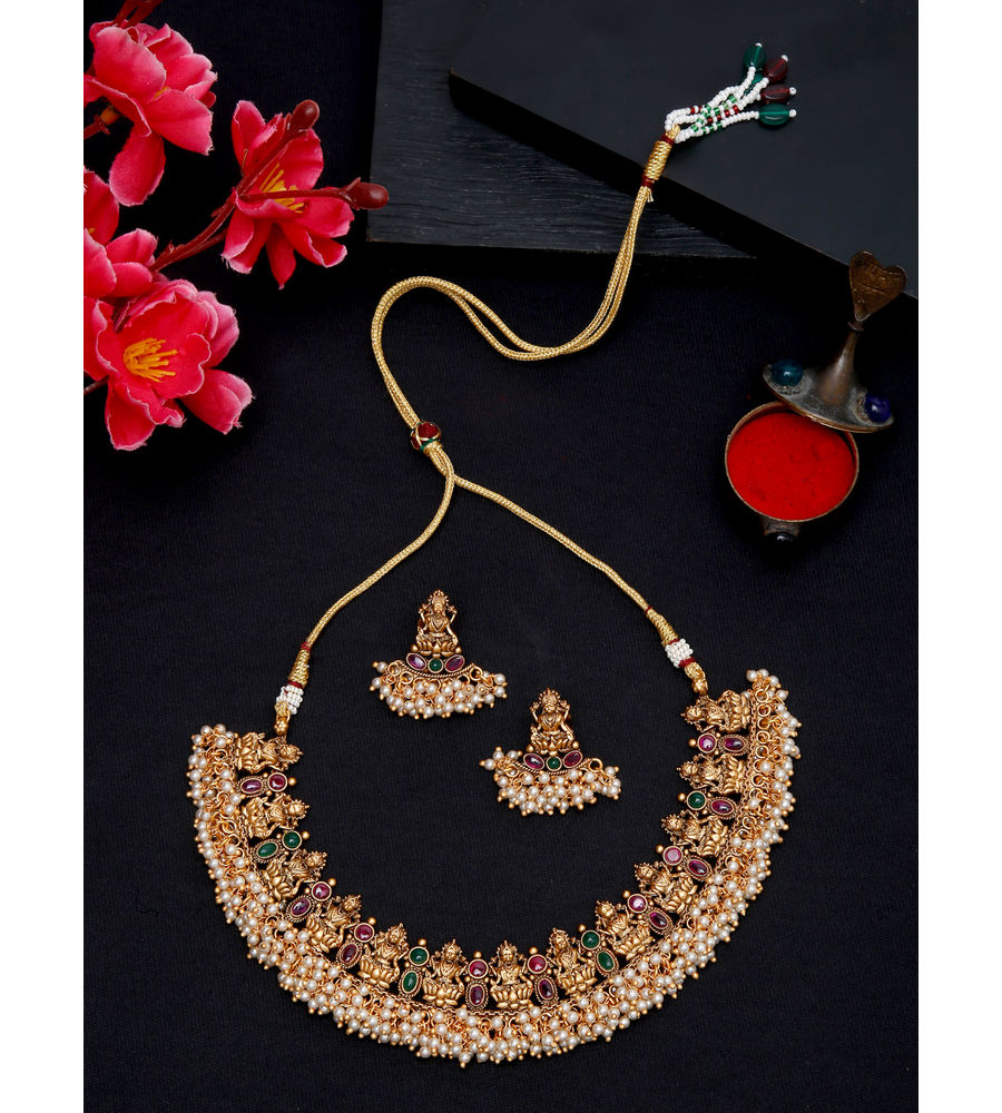 YouBella Jewellery Celebrity Inspired Gold Plated Necklace Jewellery Set for Girls and Women